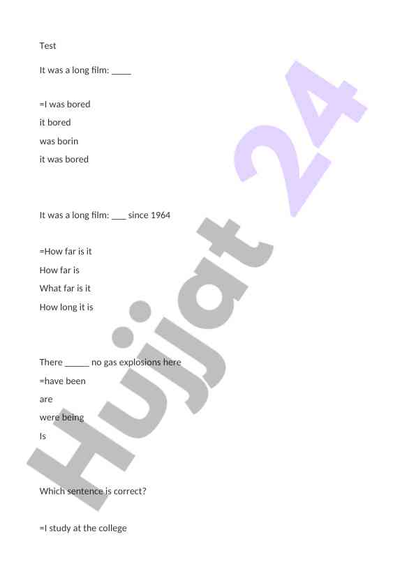 English grammar test for students