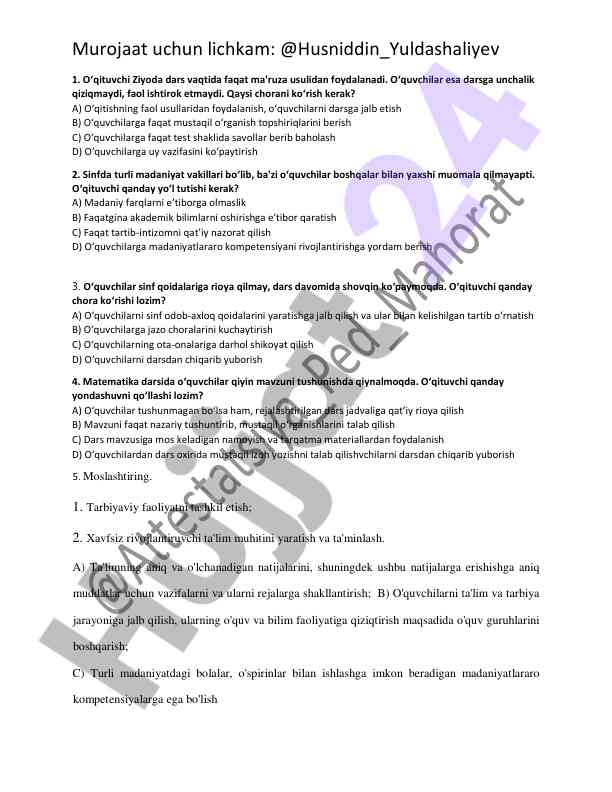 O‘qitish usullari va o‘quvchilarning jalb etilishi