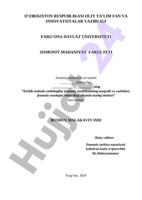 Kichik maktab yoshidagilar jismoniy madaniyati