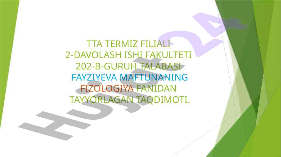 To’g’ri ovqatlanish asoslari taqdimoti