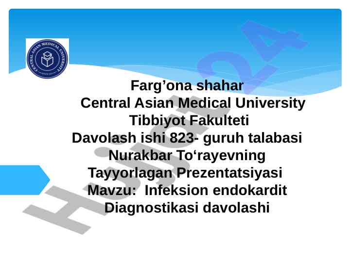 Infeksion endokardit diagnostikasi va davolashi