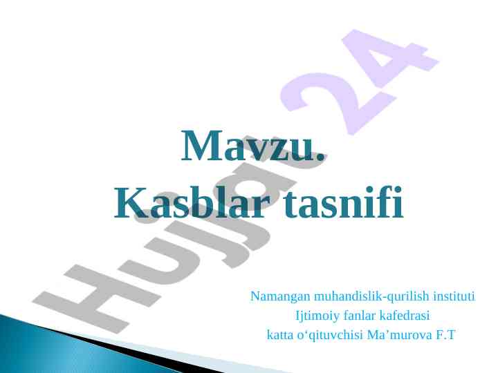 Kasblar tasnifi va psixologiya asoslari