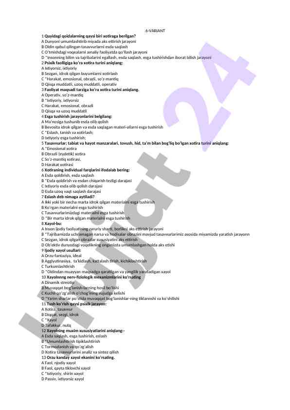Psixologik faollik va xotira turlari