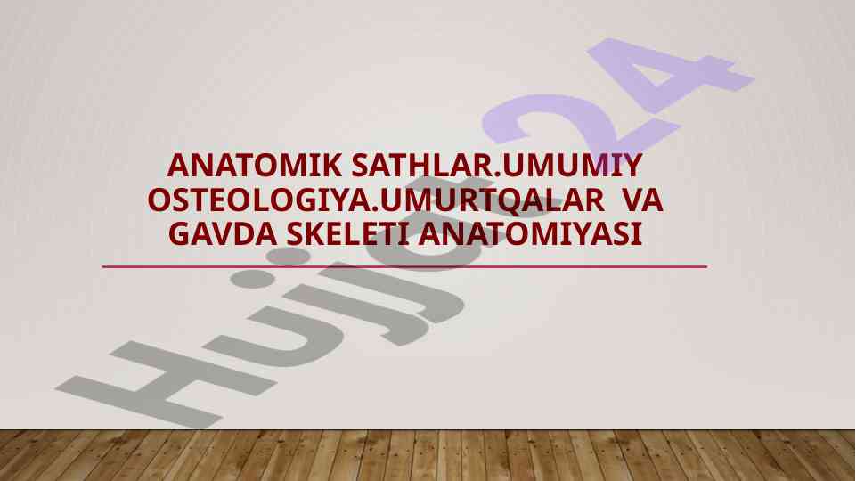 Anatomik sathlar.Umumiy osteologiya.Umurtqalar  va gavda skeleti anatomiyasi