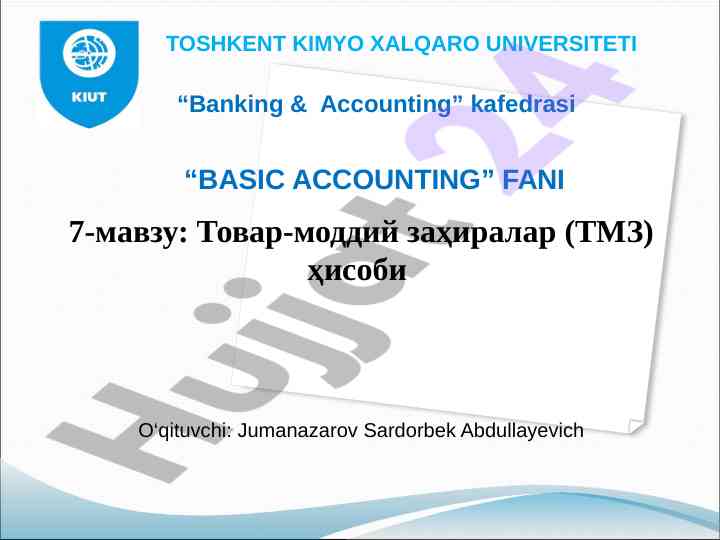 Tovar-moddiy zahiralarning hisobi tahlili