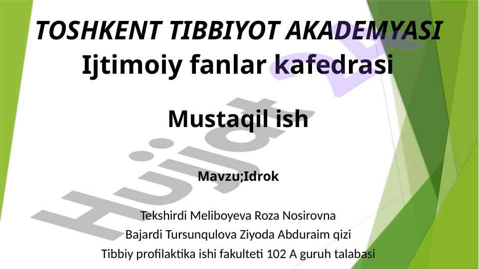 Idrokning psixologik asoslari va kuzatish