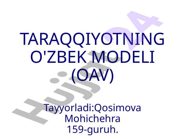 O'zbek modelining taraqqiyot tamoyillari