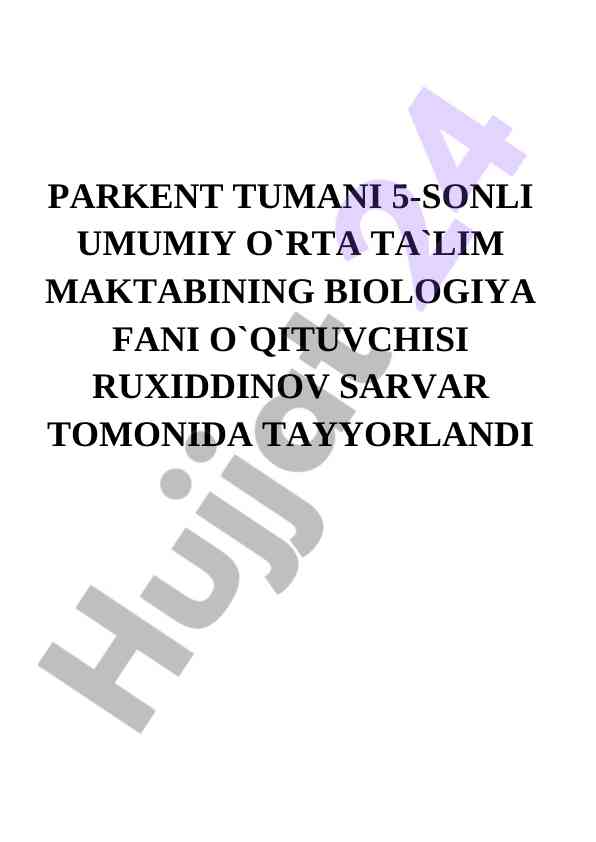 Biologiya fanidan test savollari