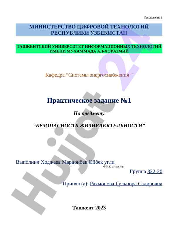 Безопасность жизнедеятельности практическое задание