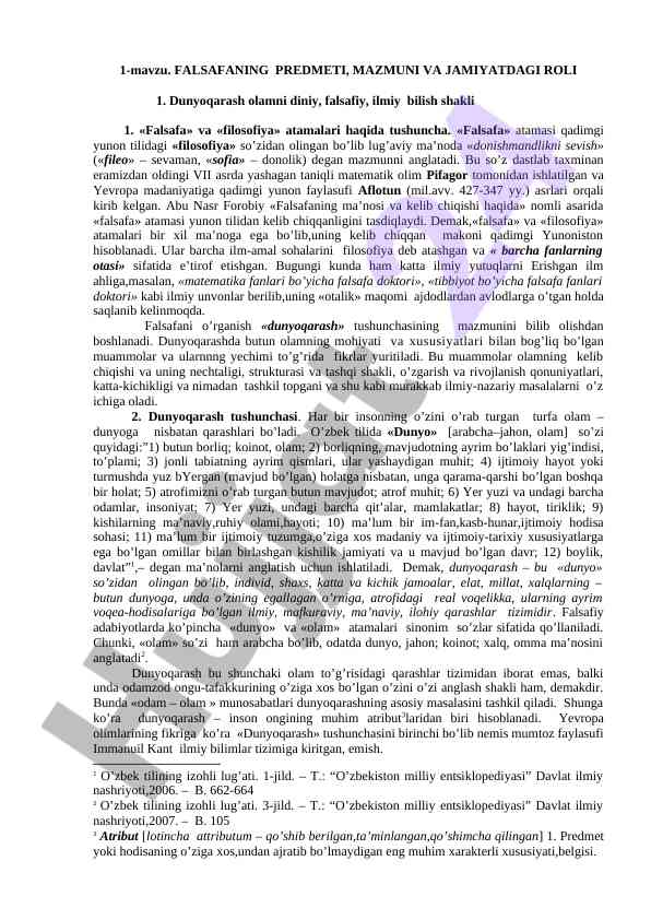 Falsafaning predmeti, mazmuni va jamiyatdagi roli