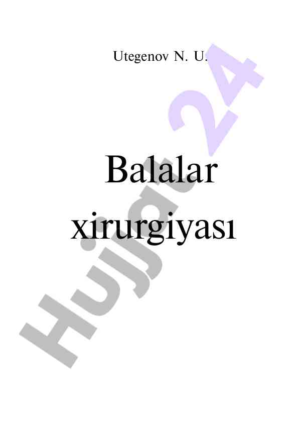Balalar xirurgiyasi o‘qitish qo‘llanmasi