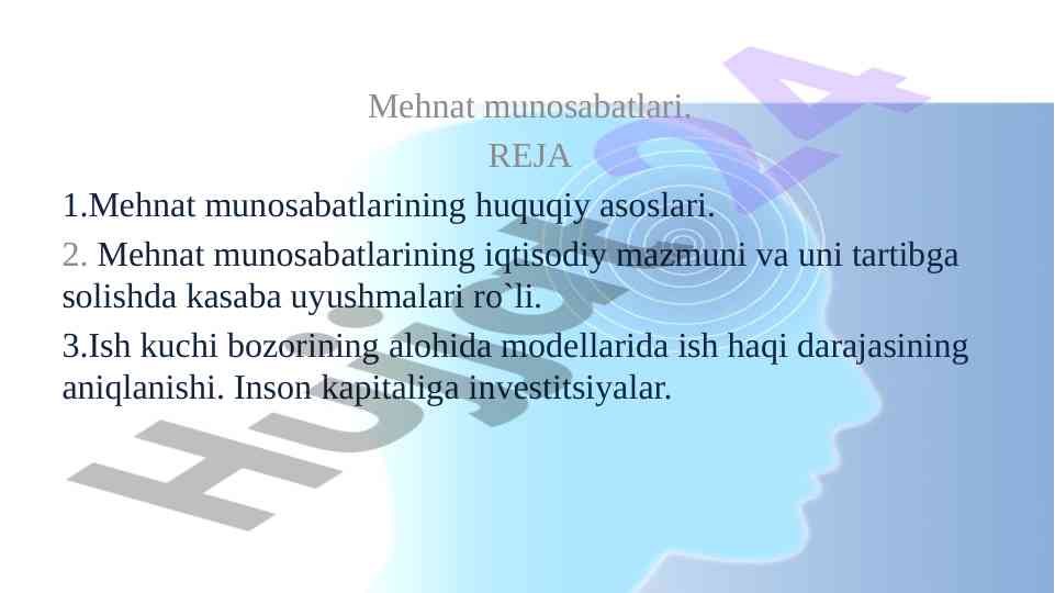 Mehnat munosabatlarining huquqiy asoslari