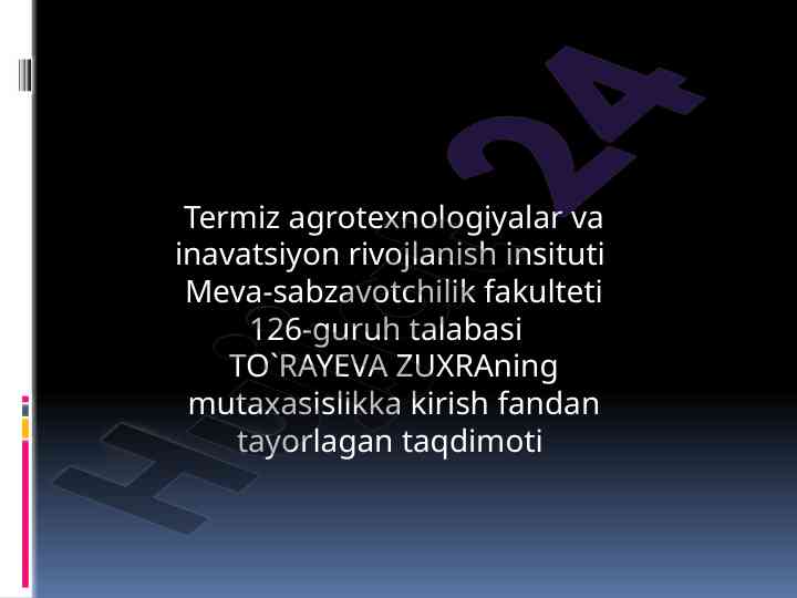 Meva-sabzavotchilik saqlash omborlari taqdimoti