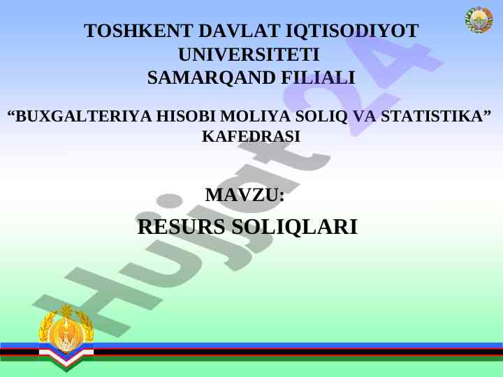 Yer soliqlari va resurslar tahlili