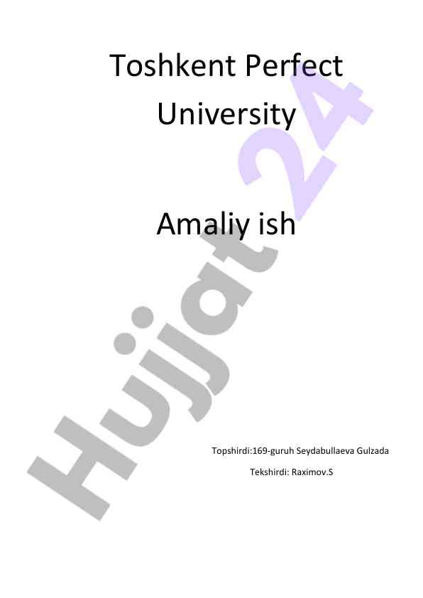 Amaliy ish topshiriqlari bo'yicha tahlil
