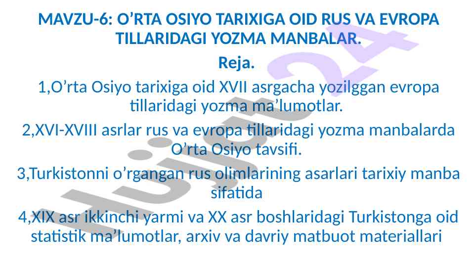 O’rta osiyo tarixida rus va evropa tillari