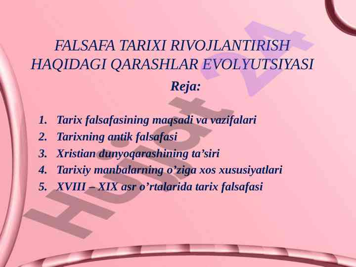 Falsafa tarixi rivojlantirish haqidagi qarashlar