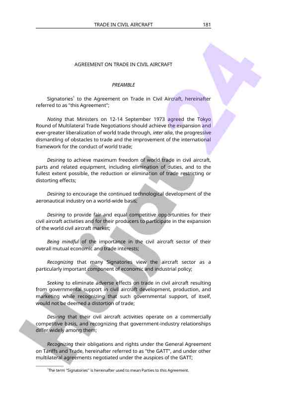 Agreement on trade in civil aircraft overview