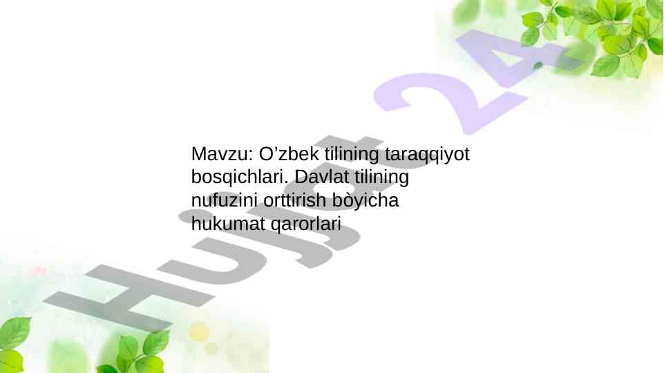 O'zbek Tilining Taraqqiyot Bosqichlari