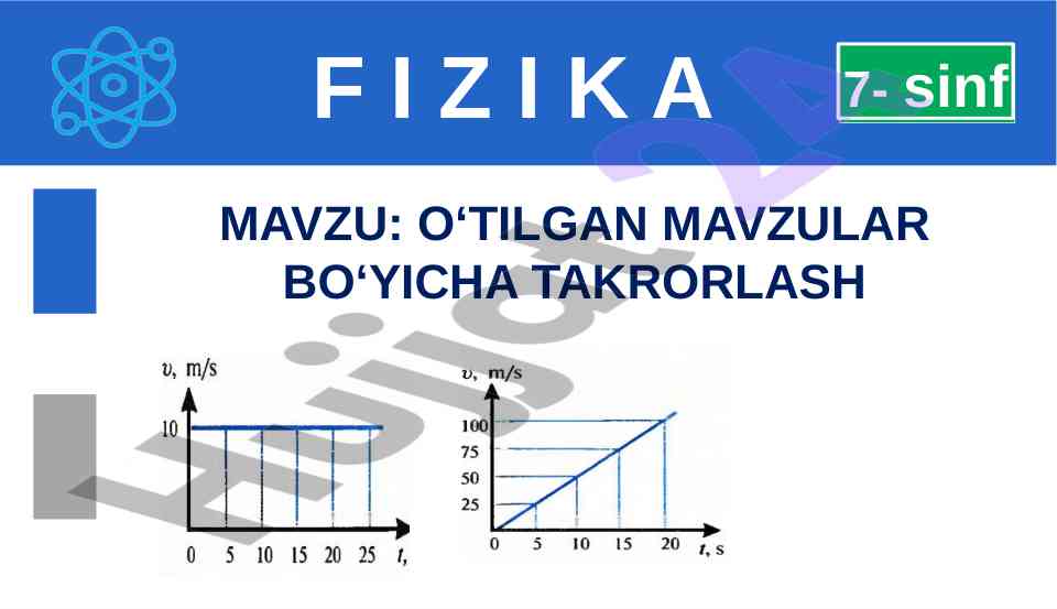O‘tilgan mavzular bo‘yicha takrorlash 7-sinf