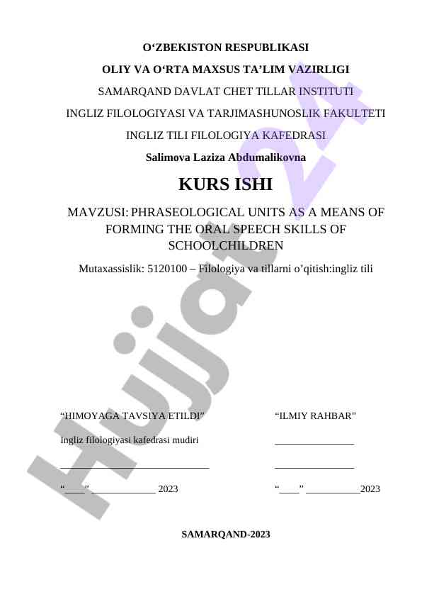 Phraseological units and oral speech skills development