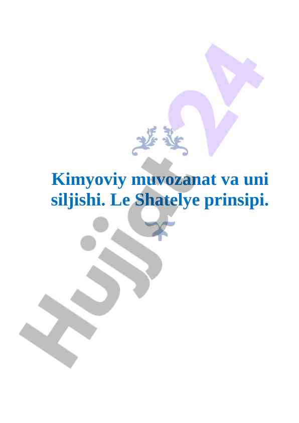 Kimyoviy muvozanat va le shatelye prinsipi