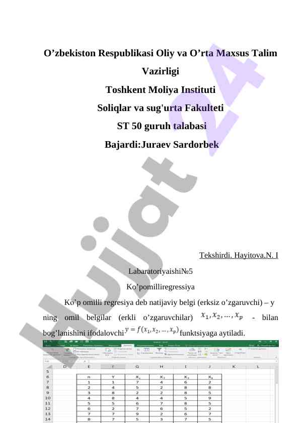 Ko'pmilli regresiya tahlili