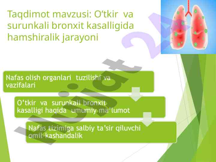 O’tkir va surunkali bronxit kasalligida hamshiralik