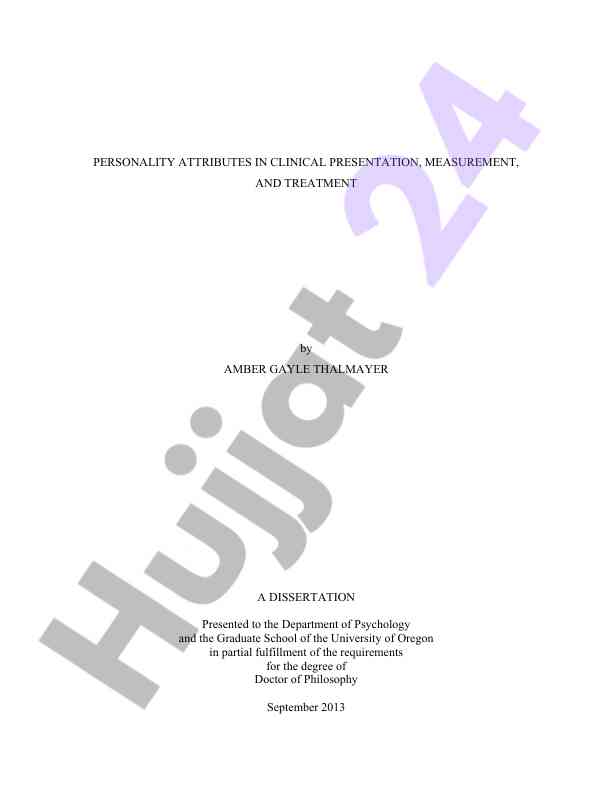 Personality attributes in clinical presentation measurement