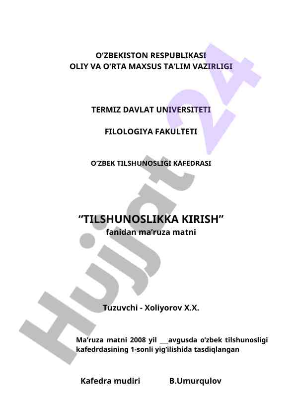 Tilshunoslikka kirish fanidan mаruzа mаtni