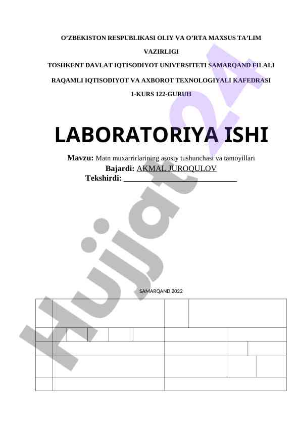 Matn muxarrirlarining asosiy tushunchalari