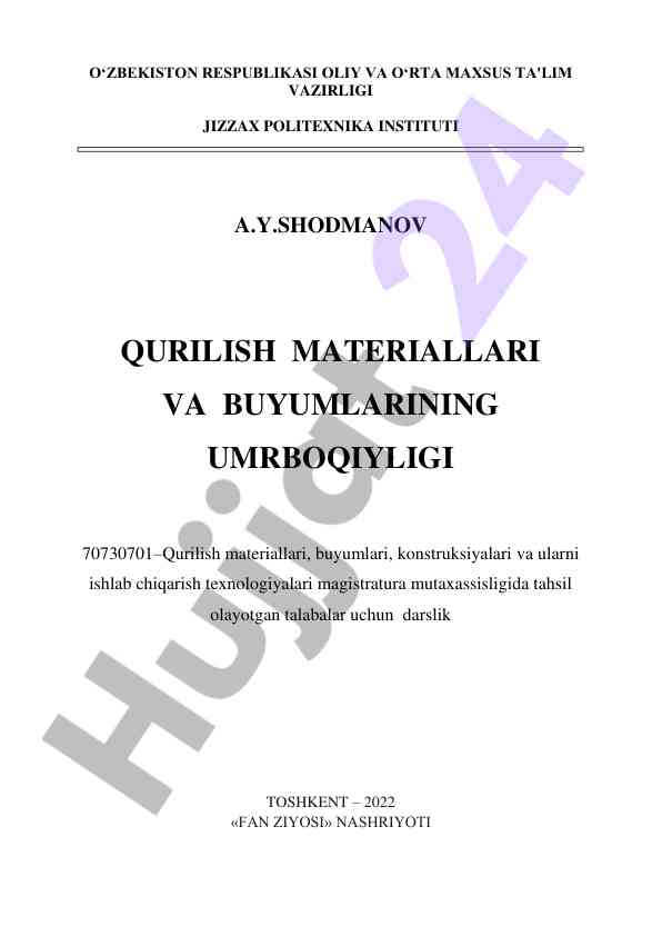 Qurilish materiallari va buyumlarining umrboqiyligi