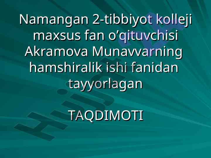 Qon aylanish a'zolari tizimini baholash taqdimoti
