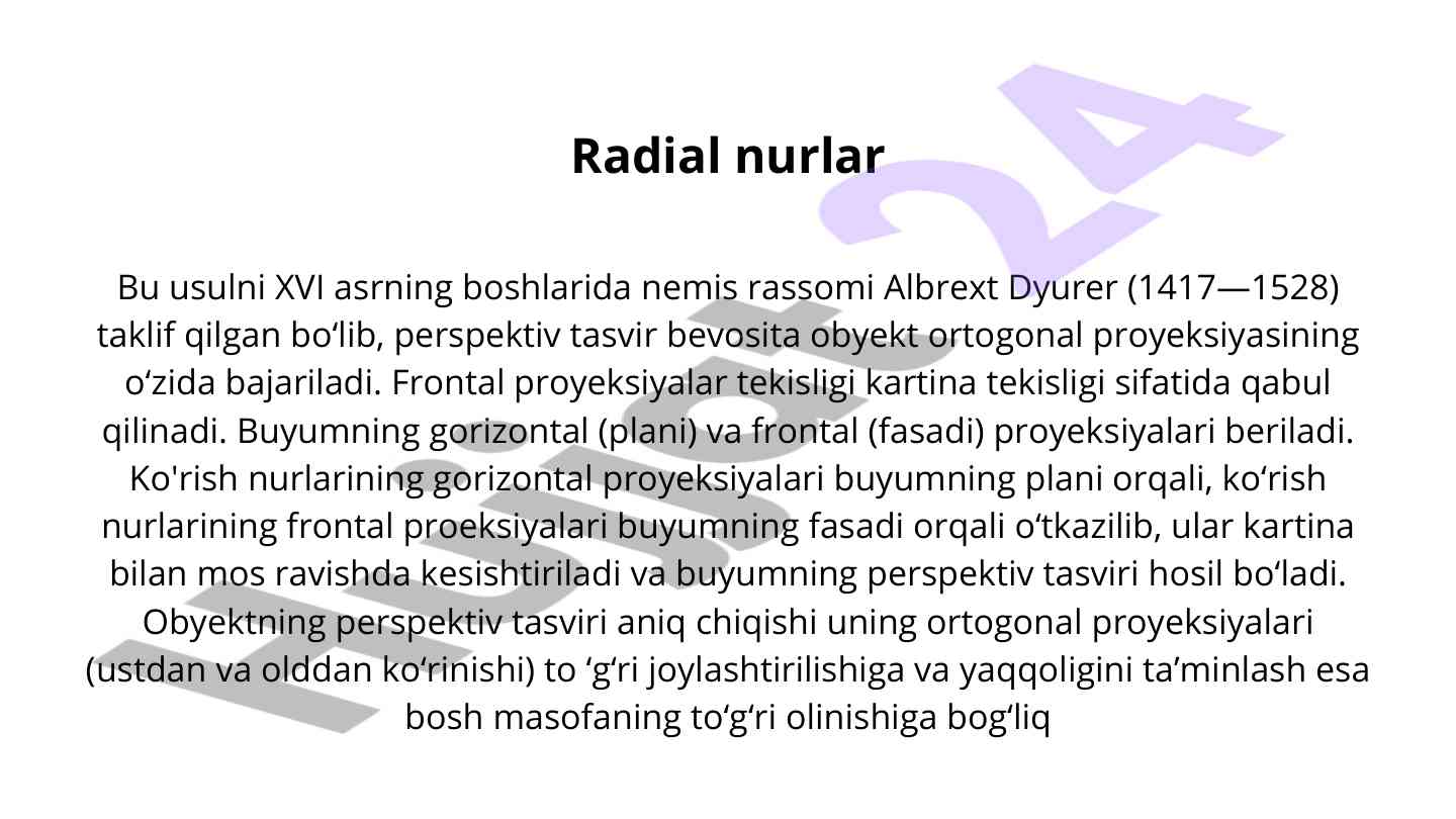 Perspektiv tasvirning obyekt proyektsiyasi
