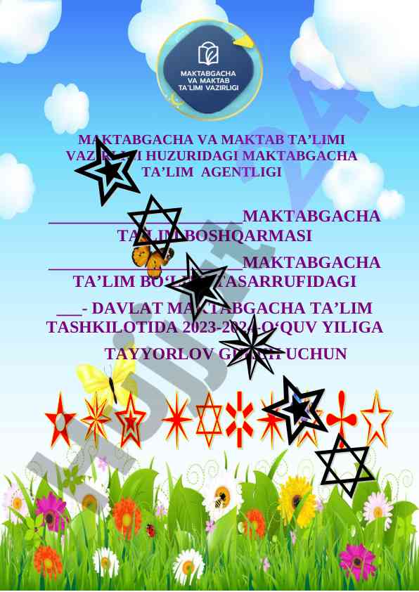 Maktabgacha ta'lim uchun tayyorlov guruhining kun tartibi