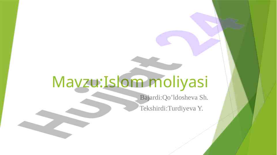 Islom moliyasi: mohiyati va asosiy tamoyillari
