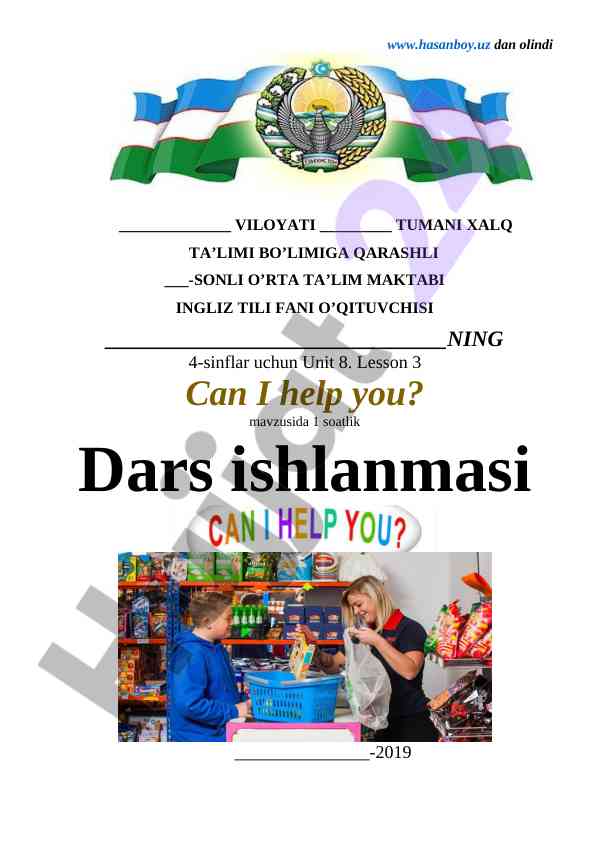 Unit 8 lesson 3 can i help you dars ishlanmasi