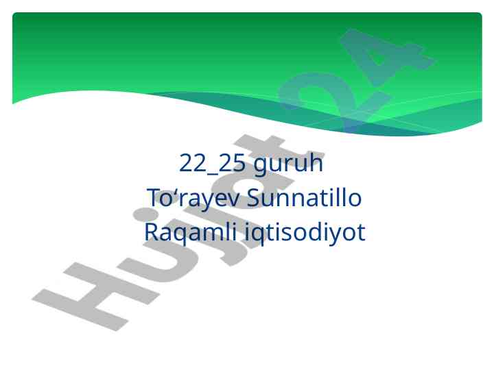 Raqamli iqtisodiyot va internet banking asoslari