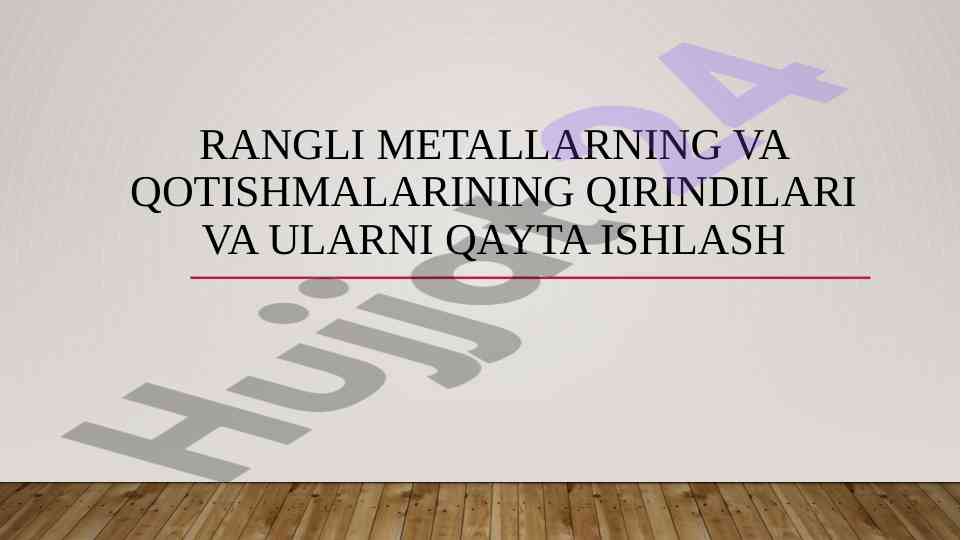 Rangli Metallarning Qayta Ishlash Texnologiyalari