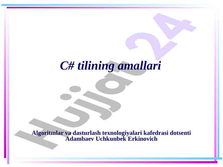 C# tilida arifmetik amallarni bajarish usullari