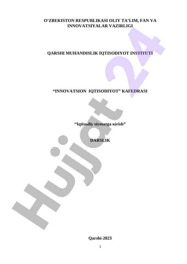 Iqtisodiy siyosatga kirish darslik 2023