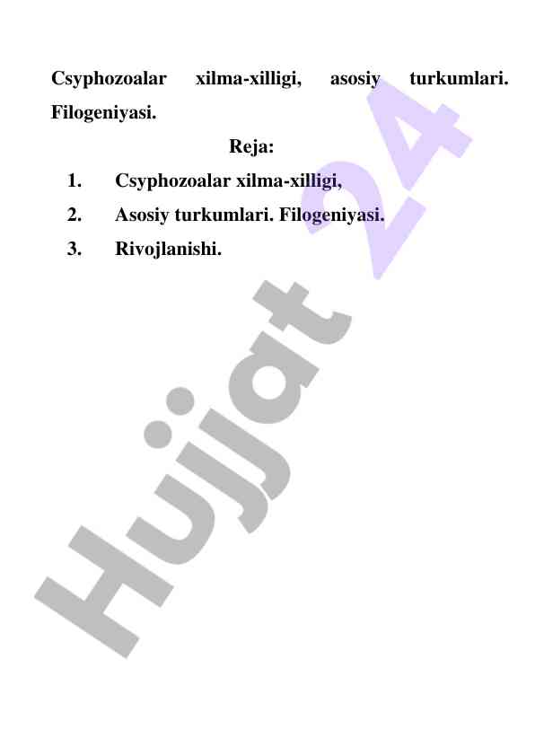 Csyphozoalar xilma-xilligi va rivojlanishi