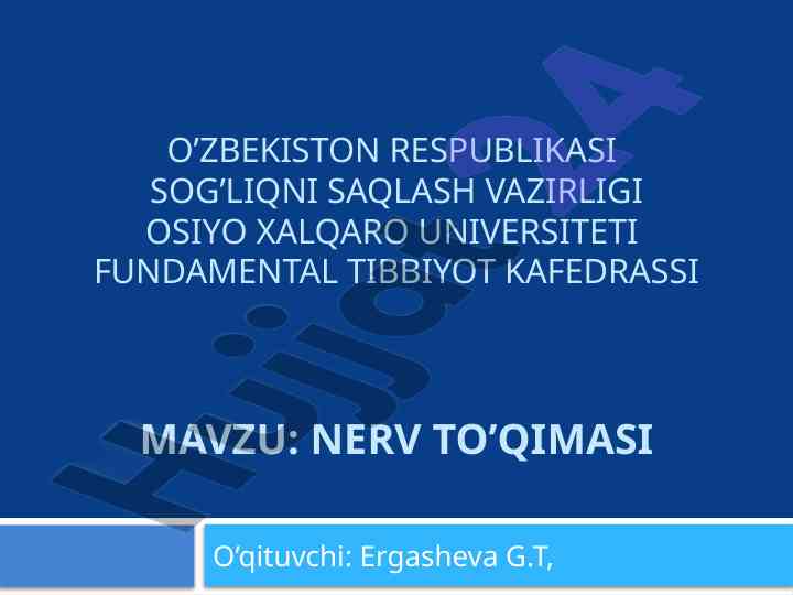 Nerv to'qimasi va neyrogliya tuzilishi