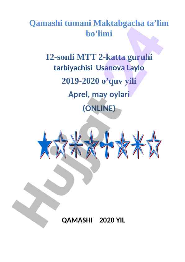 Qamashi tumani maktabgacha ta'lim hisoboti 2020