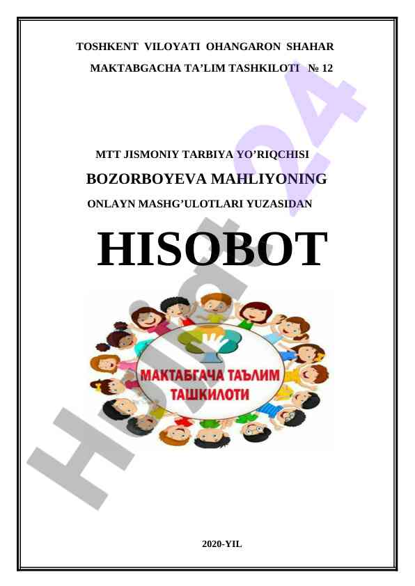 Jismoniy tarbiya onlayn mashg’ulotlari hisoboti 2020
