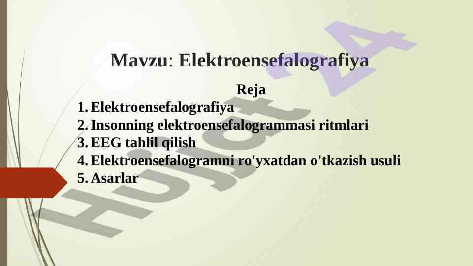 Elektroensefalografiya va tahlil usullari
