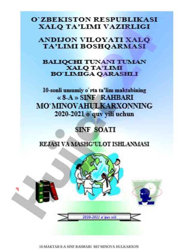 Tarbiyaviy soatlar mazmuni va sinf rahbari faoliyati