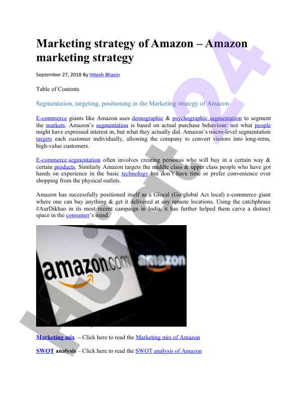 Marketing strategy of amazon e-commerce analysis