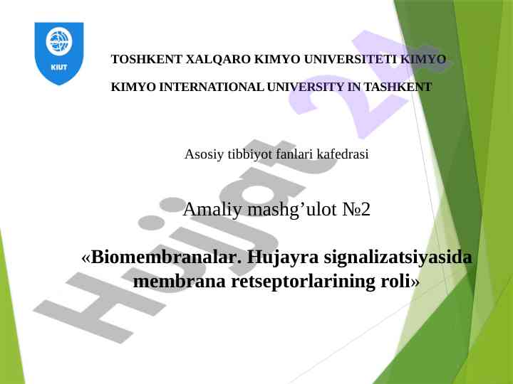 Biomembranalar va hujayra signalizatsiyasi