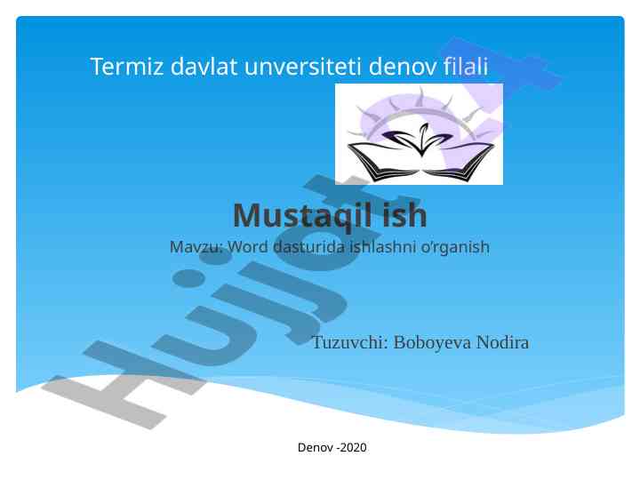 Word dasturida ishlashni o‘rganish